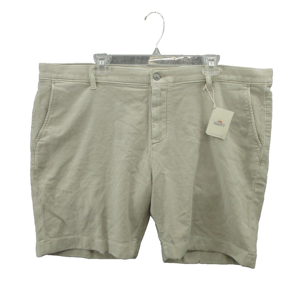 Faherty Men's Chino Shorts 42 Stone Cotton Blend Stretch Terry 7" Soft Twill New